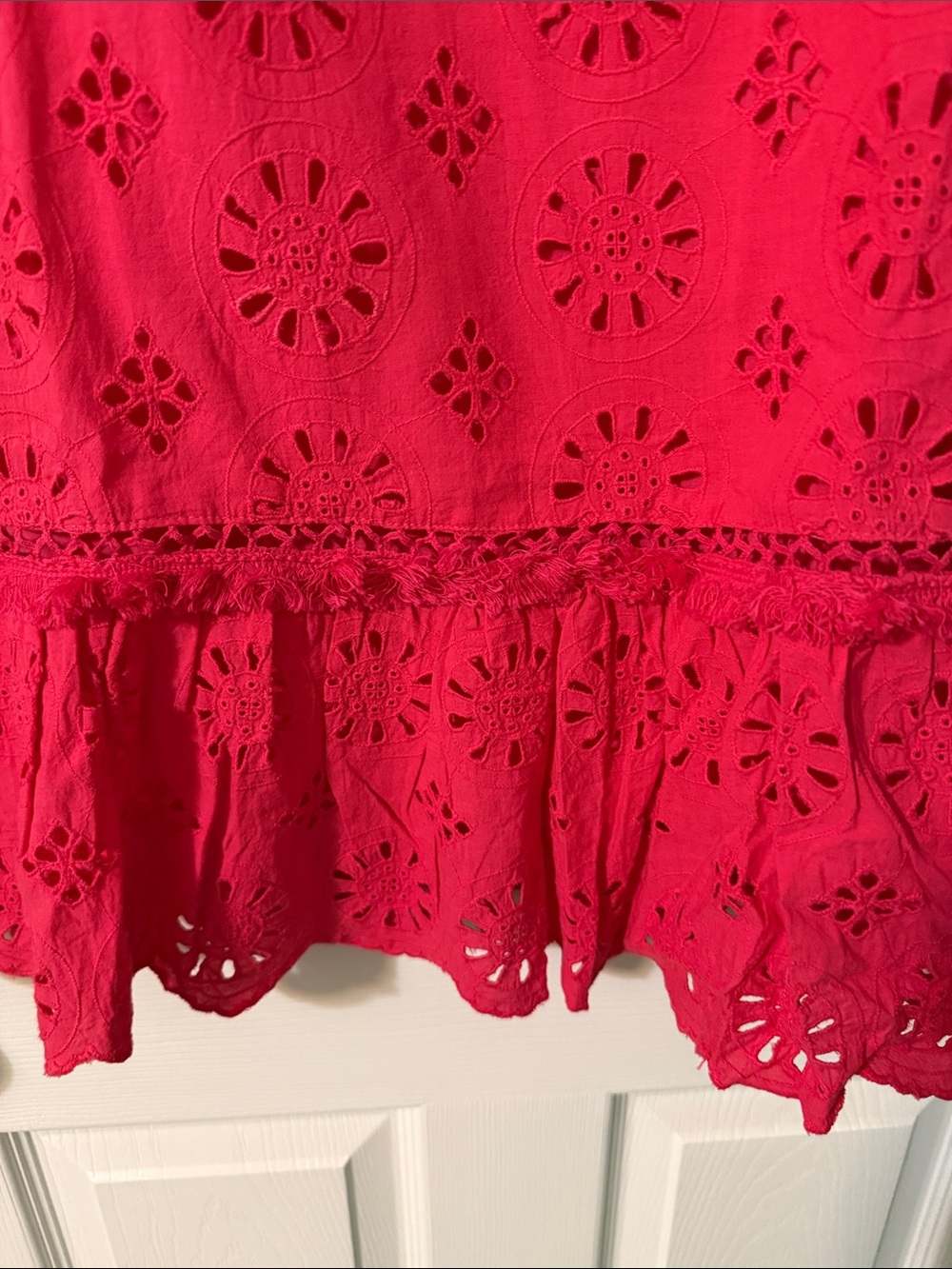 Anthropologie Coral-Pink Lightweight dress 
Eyelet - beading detail. - Picture 2 of 4